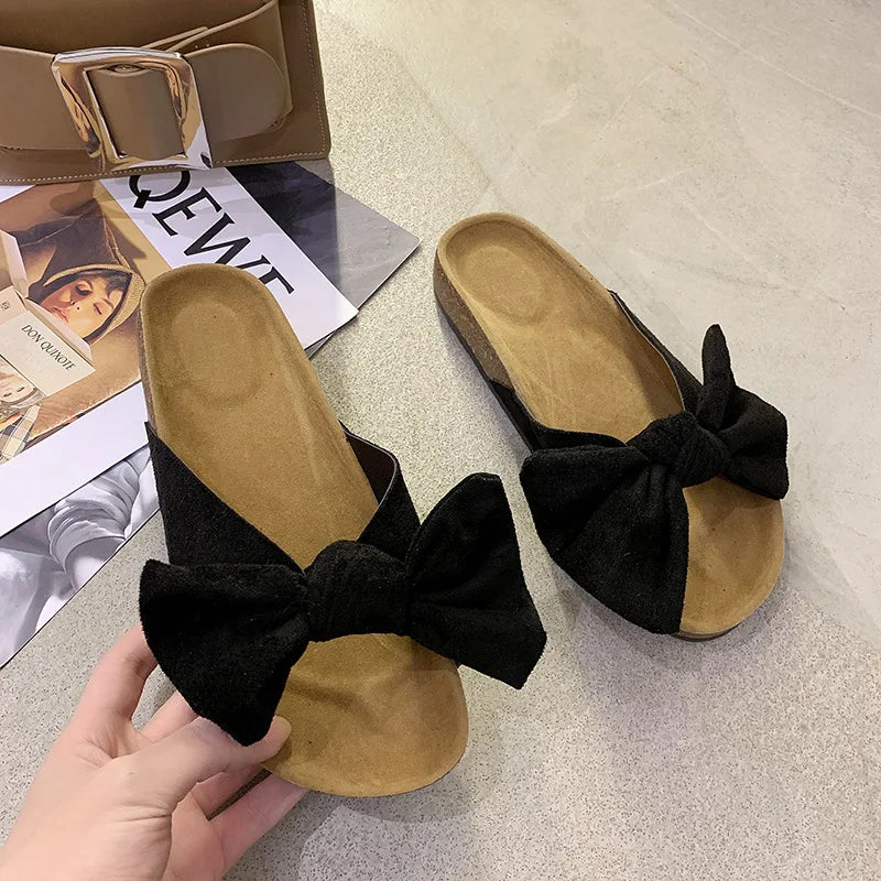 Farah | Bow Knot Kork Hausschuhe für Komfort im Alltag
