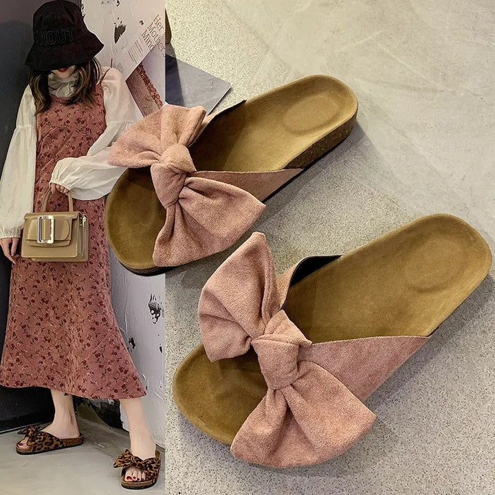 Farah | Bow Knot Kork Hausschuhe für Komfort im Alltag