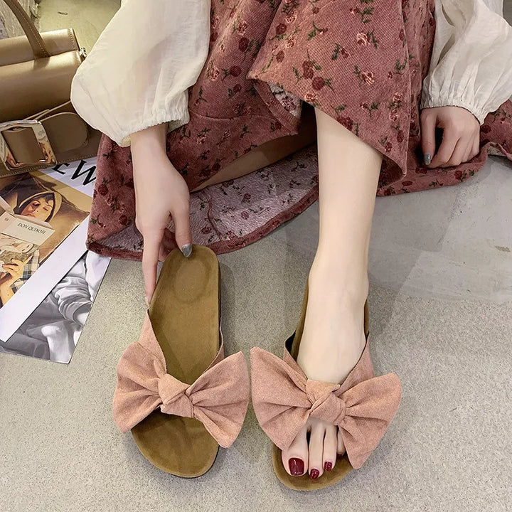 Farah | Bow Knot Kork Hausschuhe für Komfort im Alltag