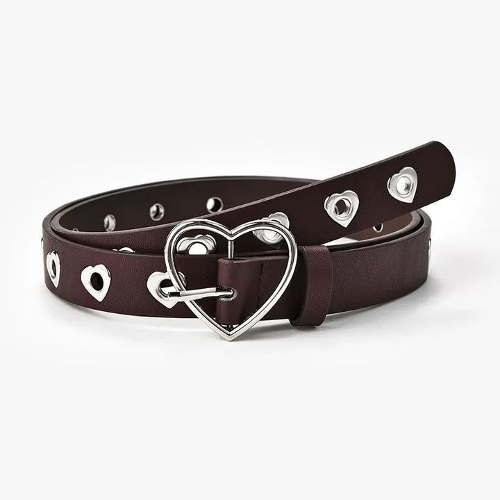 Silberner Herz | Ledergürtel mit stilvoller Metallschnalle