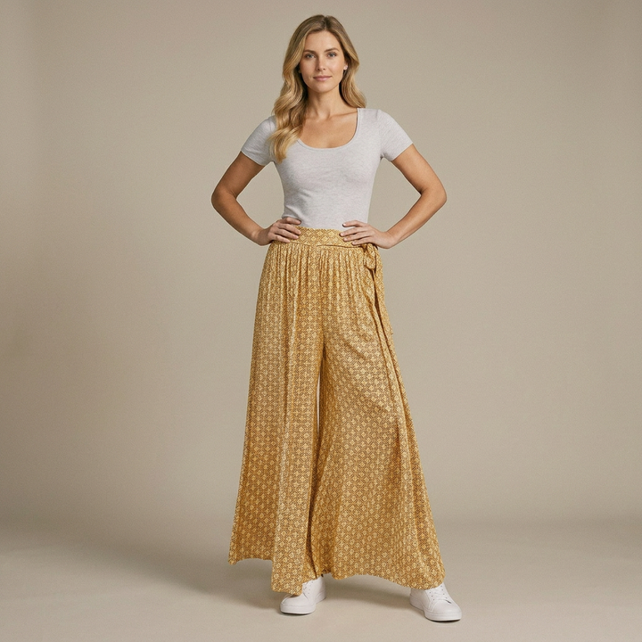 Hose mit weitem Bein und geometrischem Print