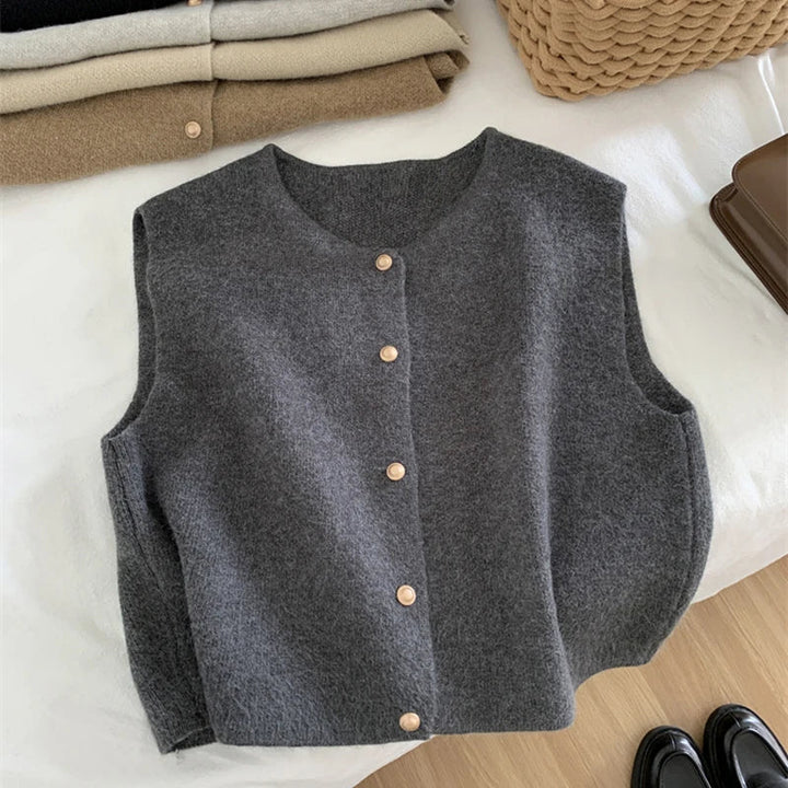 Elegante Damenweste im Strick-Design mit Knöpfen