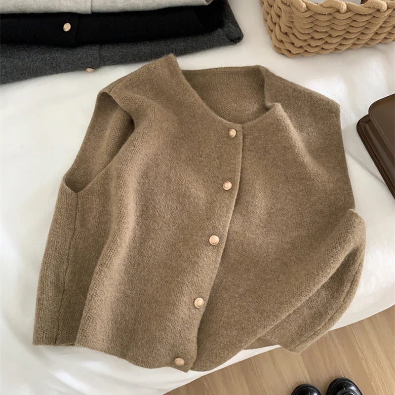Elegante Damenweste im Strick-Design mit Knöpfen