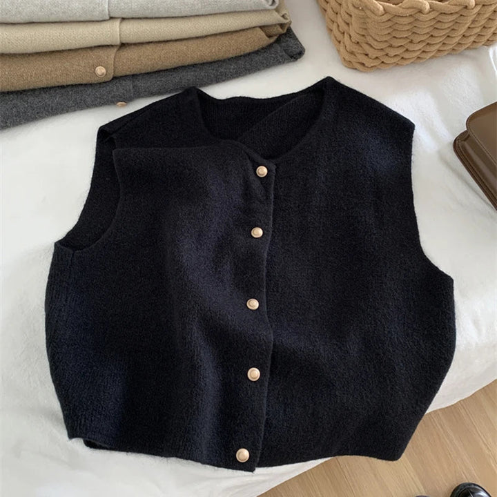 Elegante Damenweste im Strick-Design mit Knöpfen