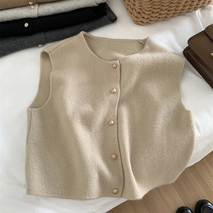 Elegante Damenweste im Strick-Design mit Knöpfen