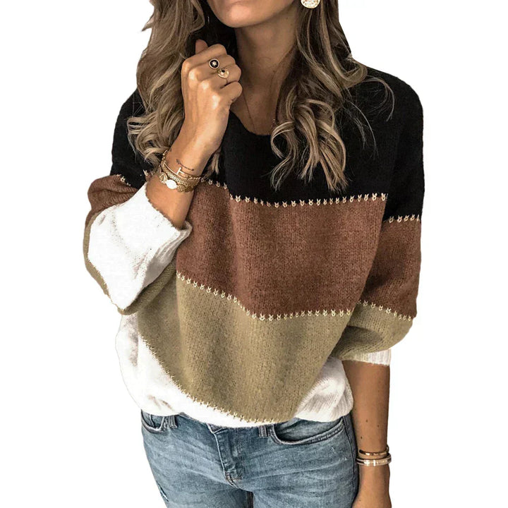 Louise | Modischer Farbblock-Strickpullover für Damen