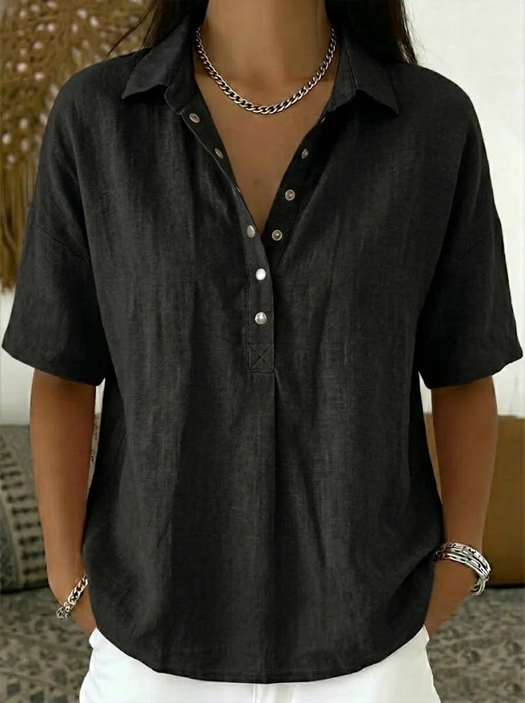 Mia | Bluse Damen Kragen Knopfleiste Chic