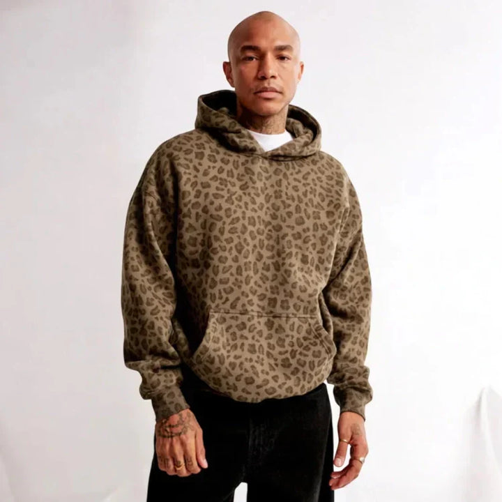 TIM | Leoparden-Kapuzenpullover mit Kängurutasche und weichem Futter