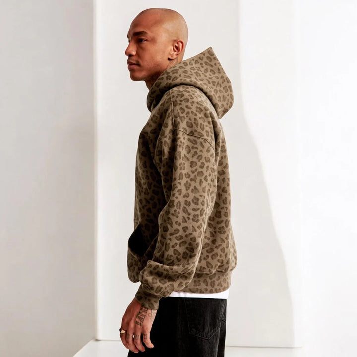 TIM | Leoparden-Kapuzenpullover mit Kängurutasche und weichem Futter