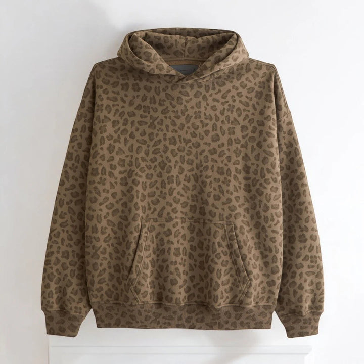 TIM | Leoparden-Kapuzenpullover mit Kängurutasche und weichem Futter