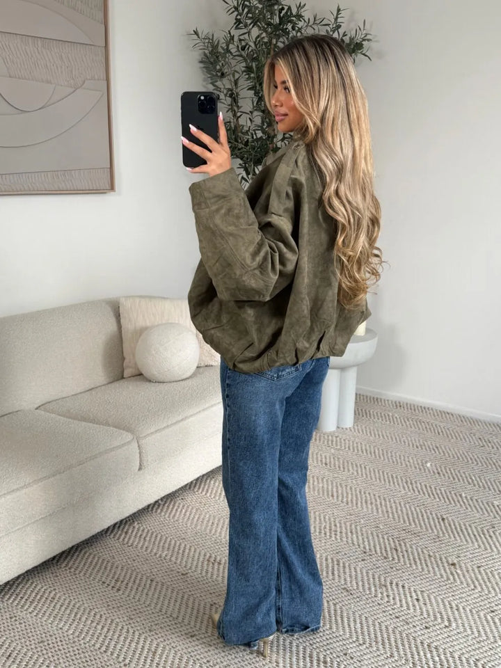 Melina | Schicke Wildlederjacke mit Knopfleiste