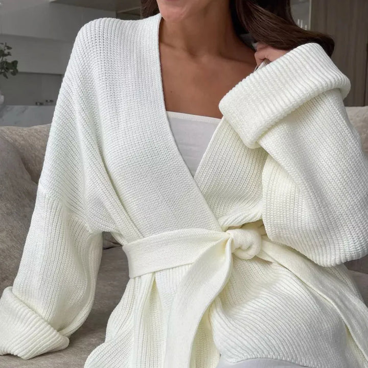 Tyylika | Grobstrick-Strickjacke mit Gürtel