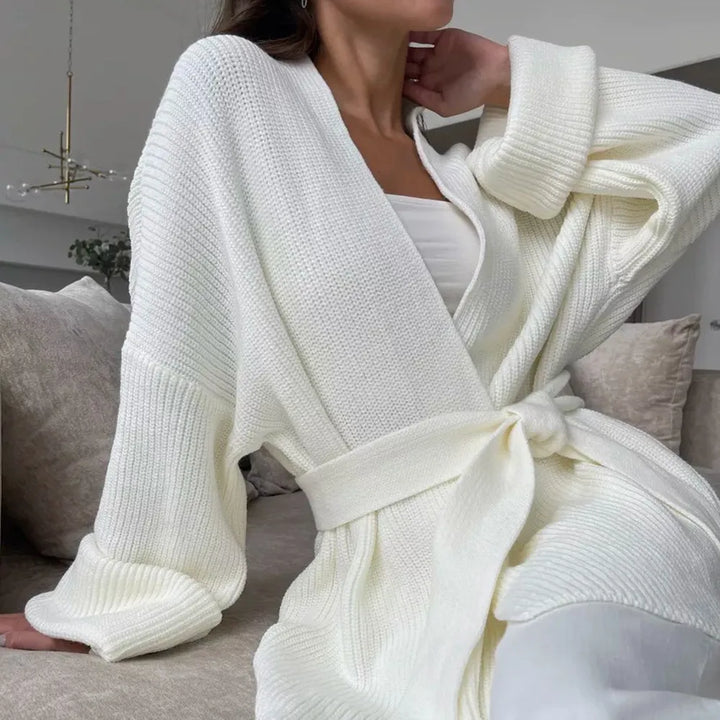 Tyylika | Grobstrick-Strickjacke mit Gürtel