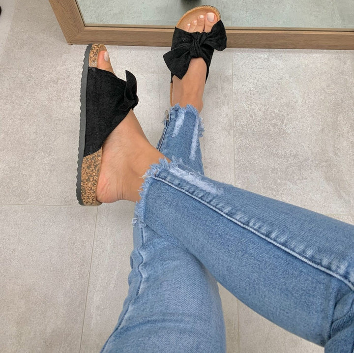 Lily Lovely | Hausschuhe mit Schleife aus Wildleder