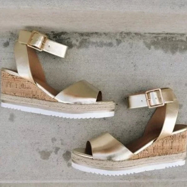 Athena | Sandalen mit Schnallen-Keilabsatz