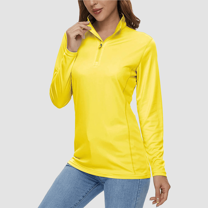 Damen Half Zip Quick Dry Shirt UPF 50+ für Sport und Freizeit