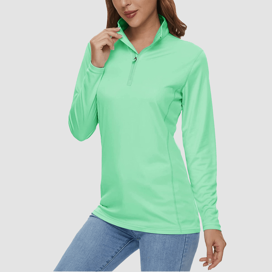 Damen Half Zip Quick Dry Shirt UPF 50+ für Sport und Freizeit
