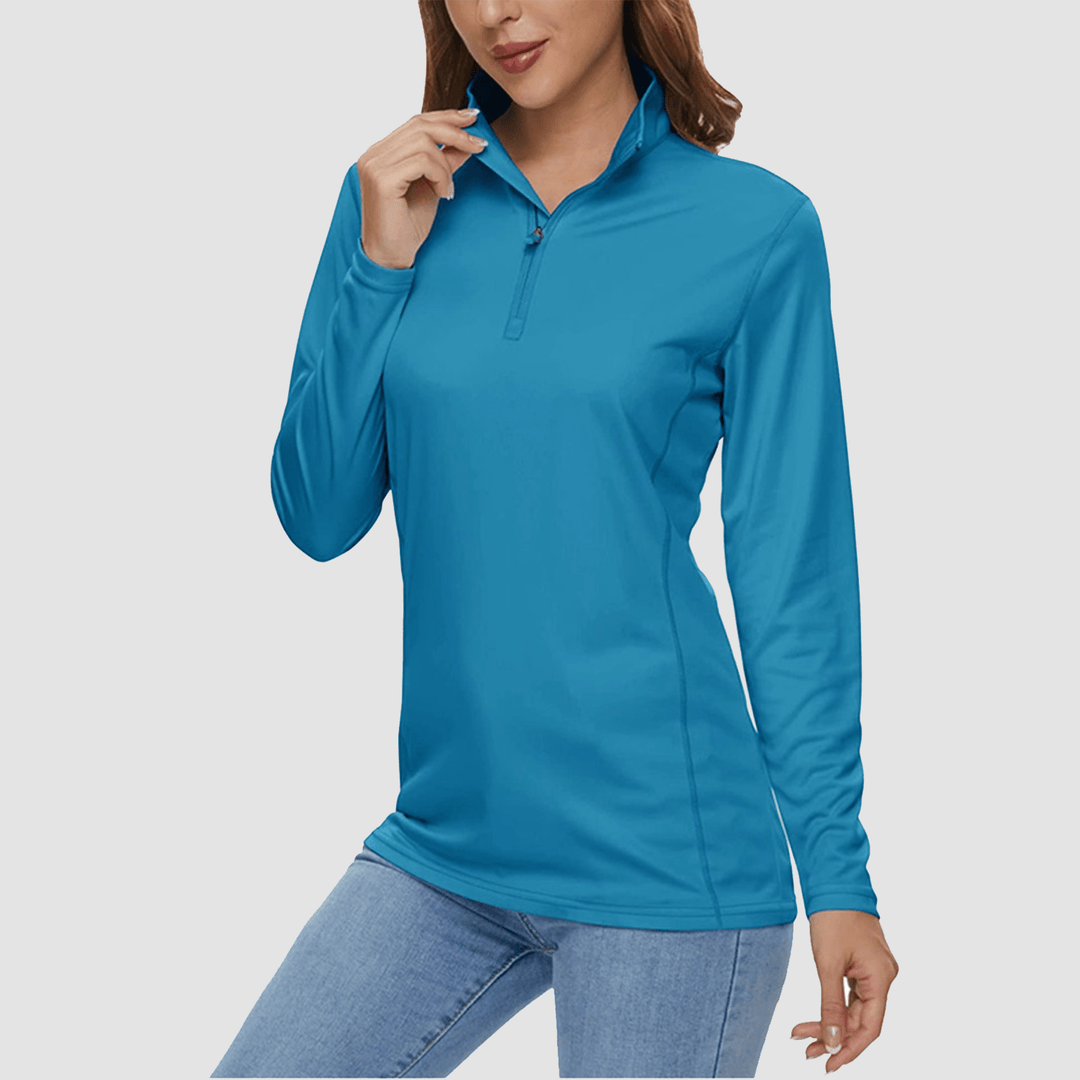 Damen Half Zip Quick Dry Shirt UPF 50+ für Sport und Freizeit
