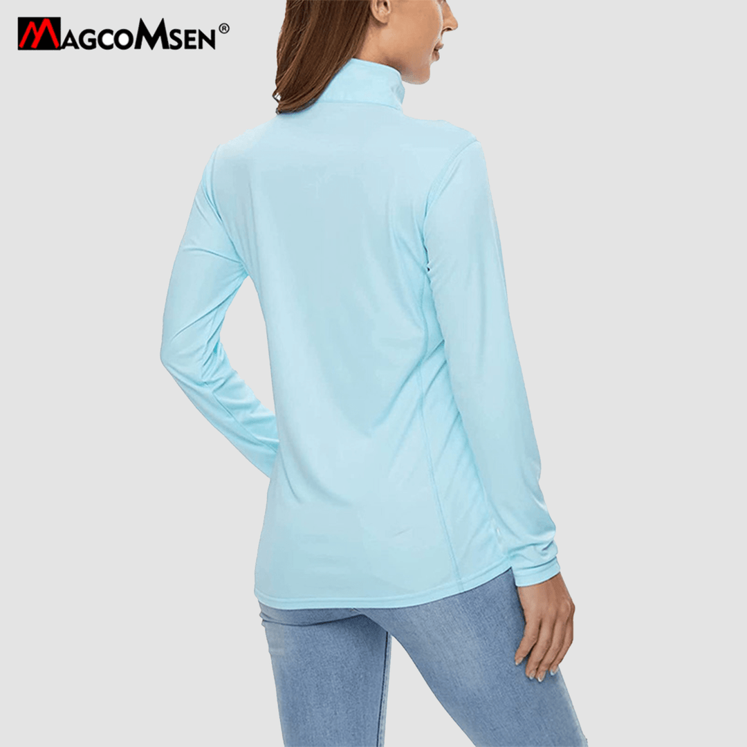 Damen Half Zip Quick Dry Shirt UPF 50+ für Sport und Freizeit