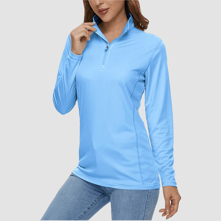 Damen Half Zip Quick Dry Shirt UPF 50+ für Sport und Freizeit