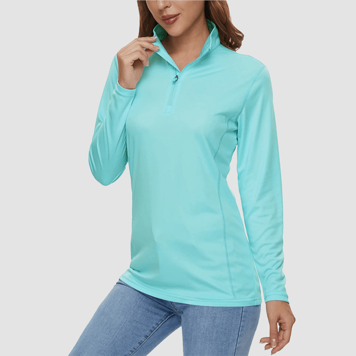 Damen Half Zip Quick Dry Shirt UPF 50+ für Sport und Freizeit