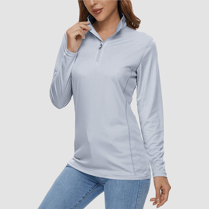Damen Half Zip Quick Dry Shirt UPF 50+ für Sport und Freizeit