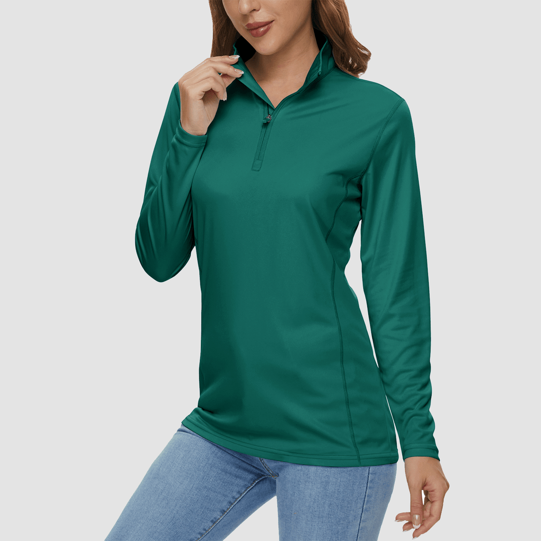 Damen Half Zip Quick Dry Shirt UPF 50+ für Sport und Freizeit
