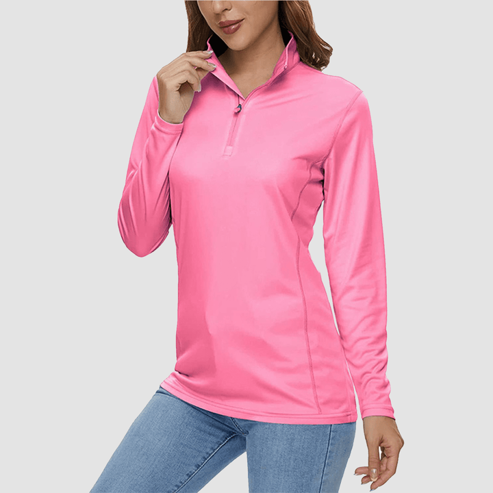 Damen Half Zip Quick Dry Shirt UPF 50+ für Sport und Freizeit