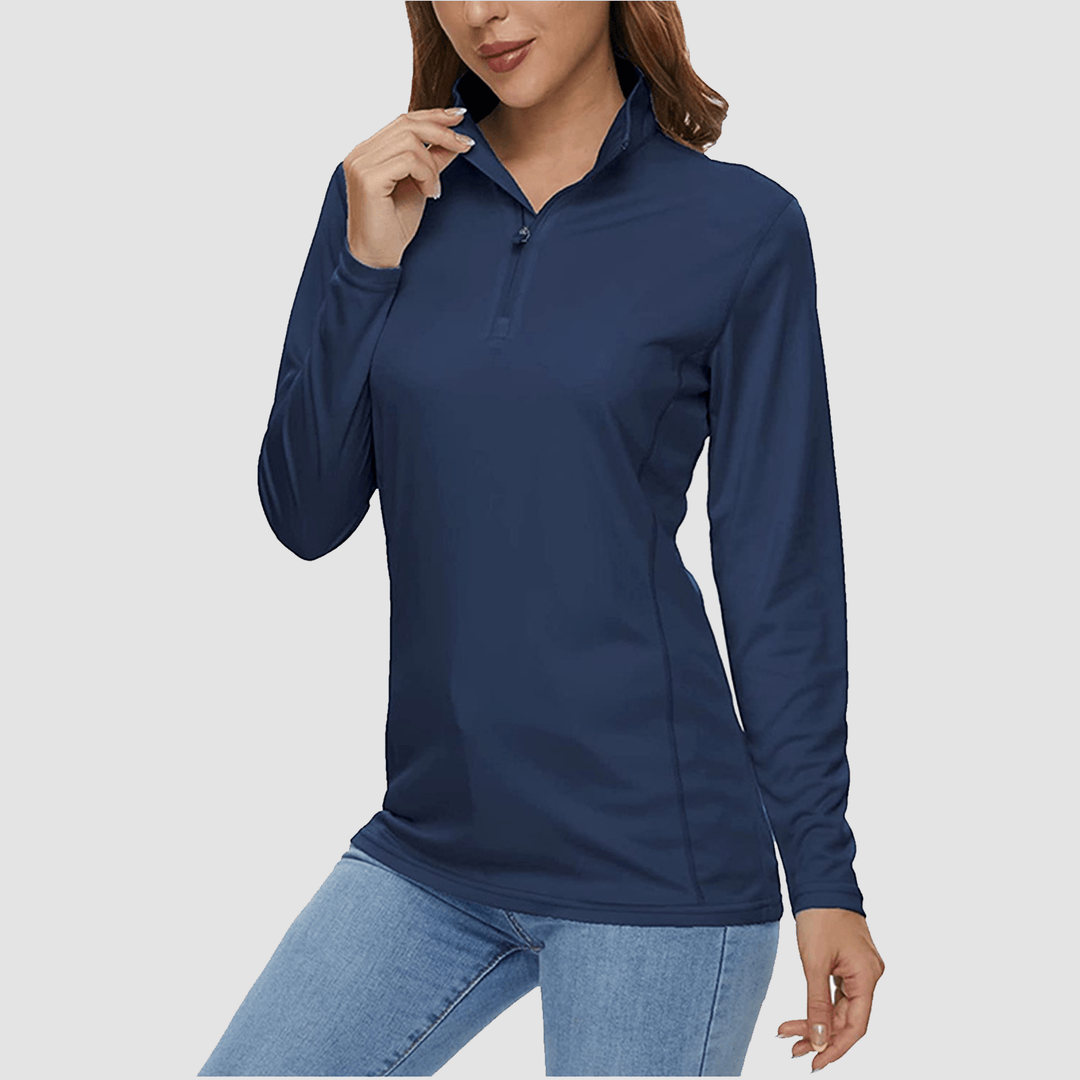 Damen Half Zip Quick Dry Shirt UPF 50+ für Sport und Freizeit