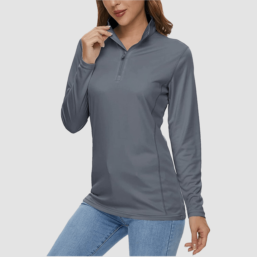 Damen Half Zip Quick Dry Shirt UPF 50+ für Sport und Freizeit