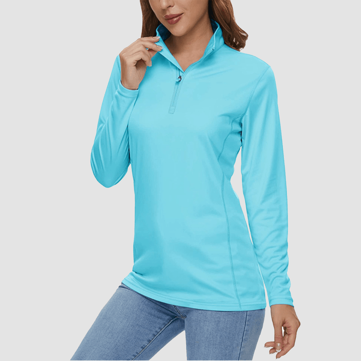 Damen Half Zip Quick Dry Shirt UPF 50+ für Sport und Freizeit