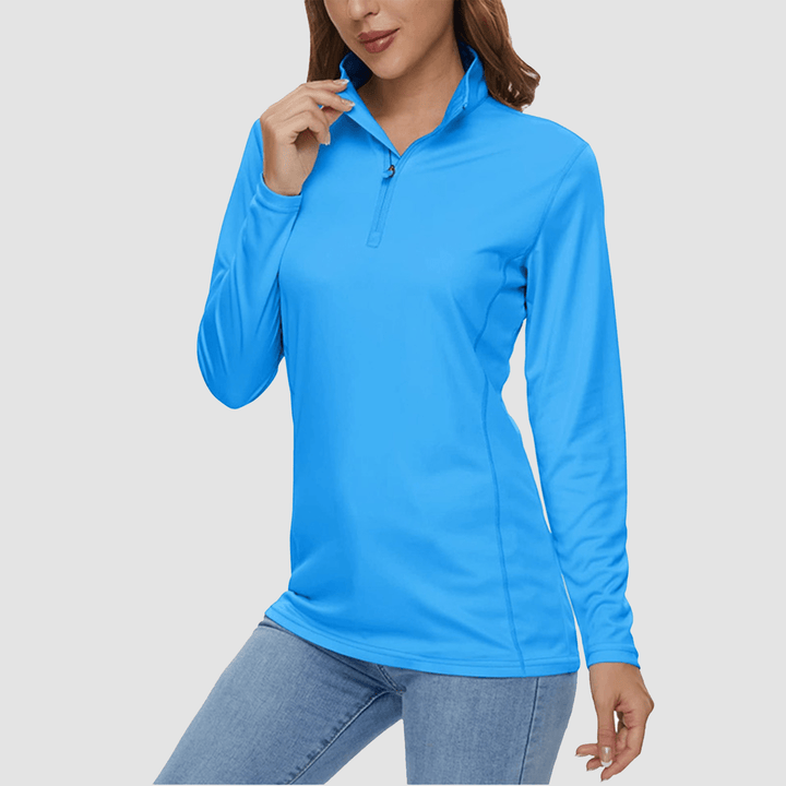 Damen Half Zip Quick Dry Shirt UPF 50+ für Sport und Freizeit