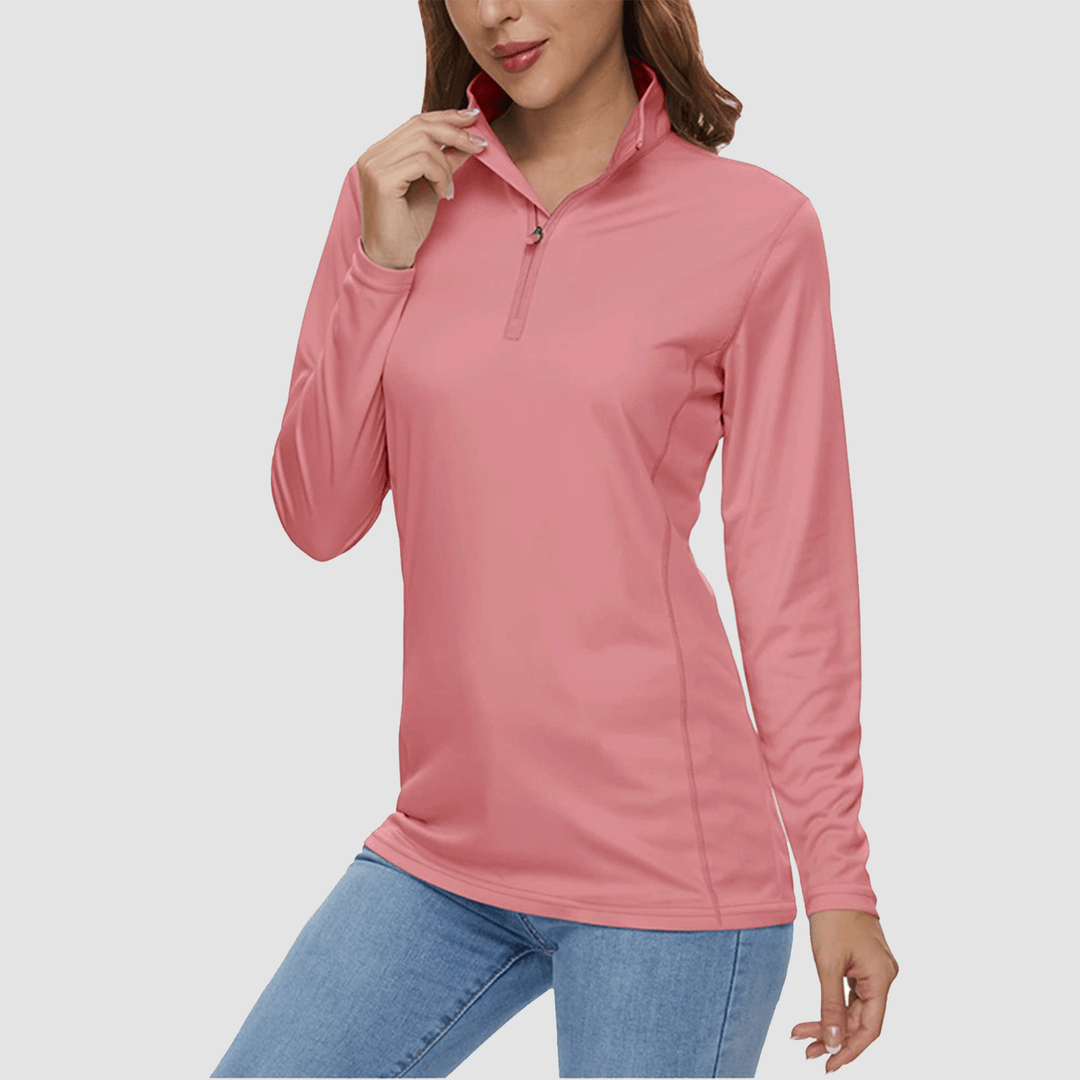 Damen Half Zip Quick Dry Shirt UPF 50+ für Sport und Freizeit