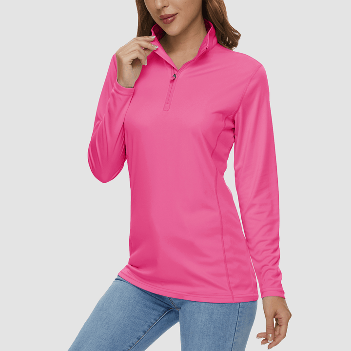 Damen Half Zip Quick Dry Shirt UPF 50+ für Sport und Freizeit