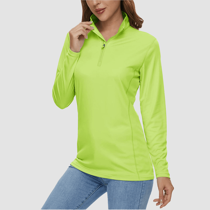 Damen Half Zip Quick Dry Shirt UPF 50+ für Sport und Freizeit