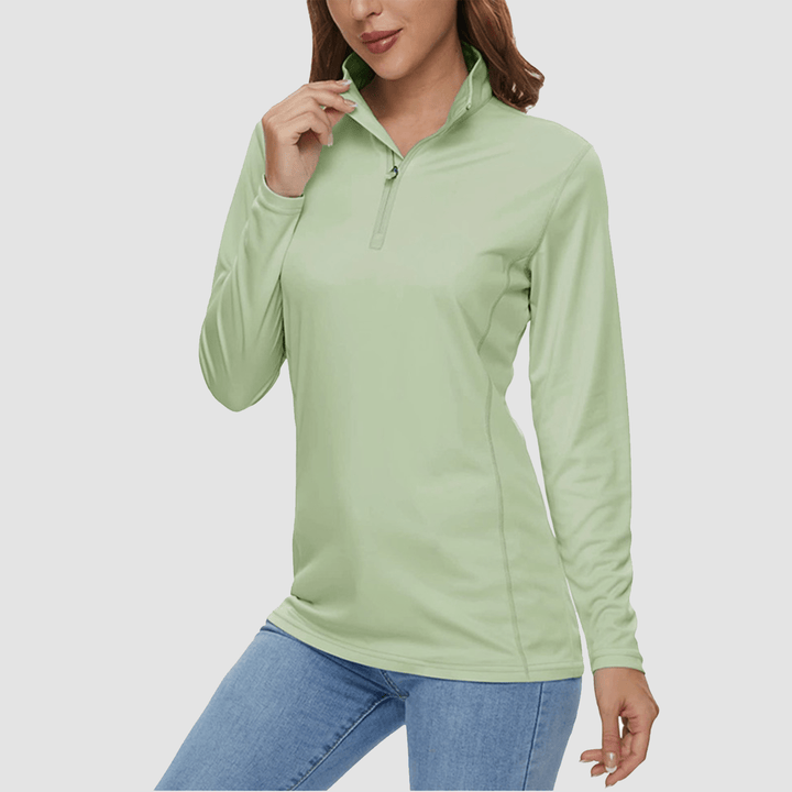 Damen Half Zip Quick Dry Shirt UPF 50+ für Sport und Freizeit