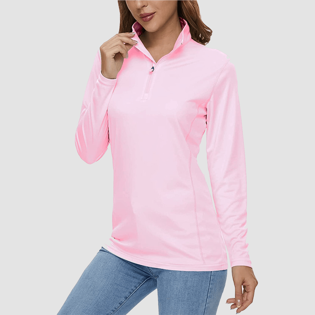 Damen Half Zip Quick Dry Shirt UPF 50+ für Sport und Freizeit
