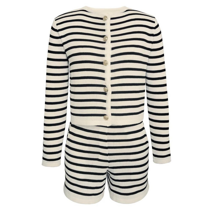 Marinastreifen | Zweiteiliges Strickset für Damen
