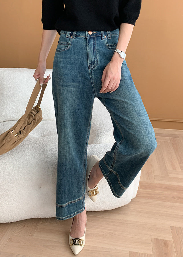 High-Waist Jeanshose mit Taschen im Herbststil