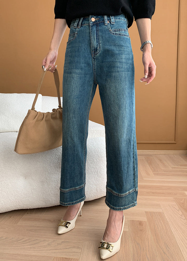 High-Waist Jeanshose mit Taschen im Herbststil