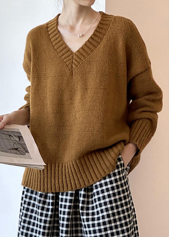 Neuer brauner Strickpullover mit Hohldesign & Stil