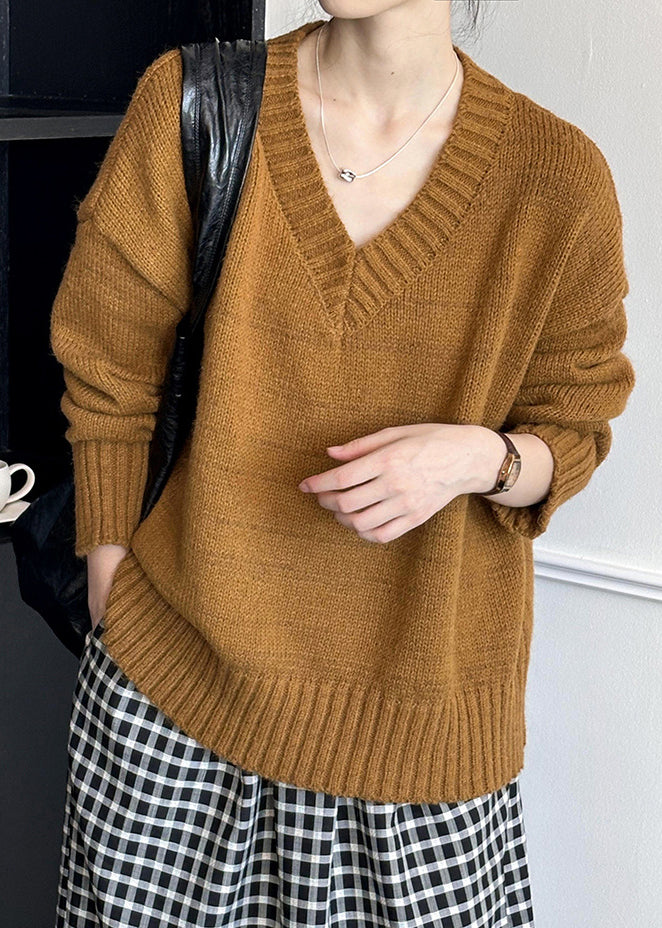 Neuer brauner Strickpullover mit Hohldesign & Stil