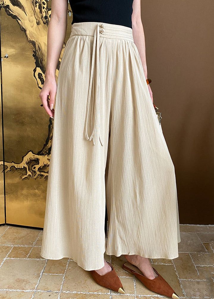 Crop-Hose in Khaki mit Quasten und hoher Taille
