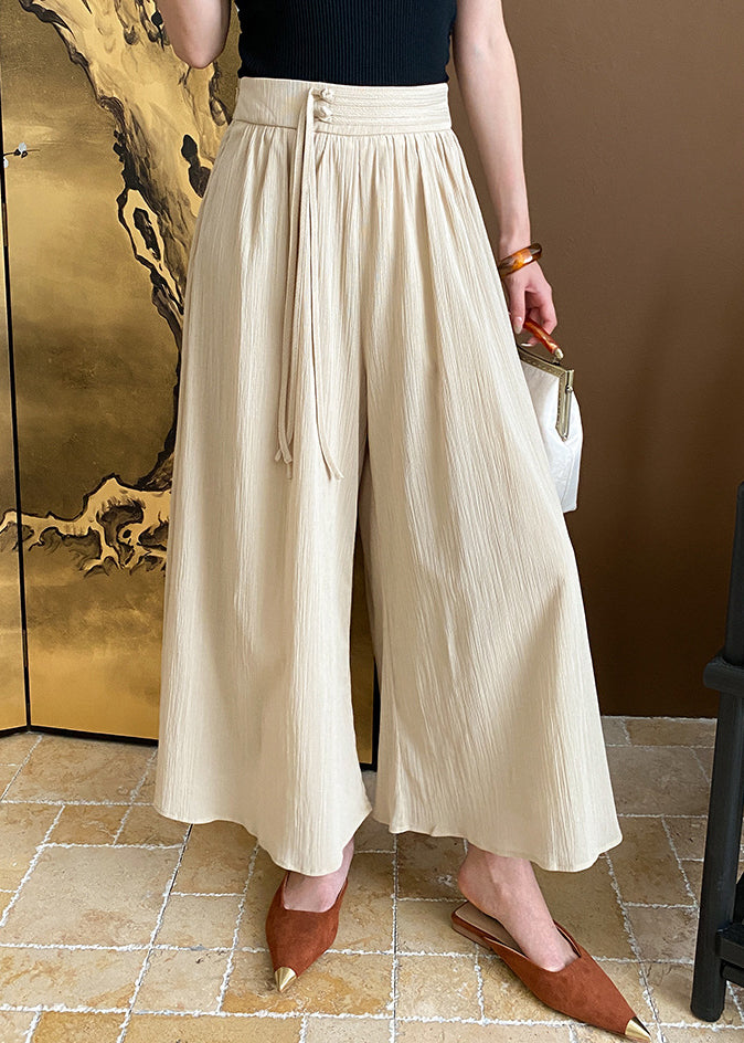 Crop-Hose in Khaki mit Quasten und hoher Taille
