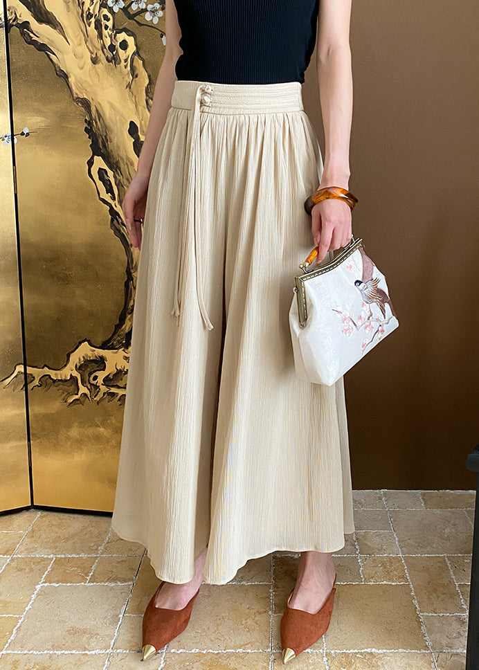 Crop-Hose in Khaki mit Quasten und hoher Taille