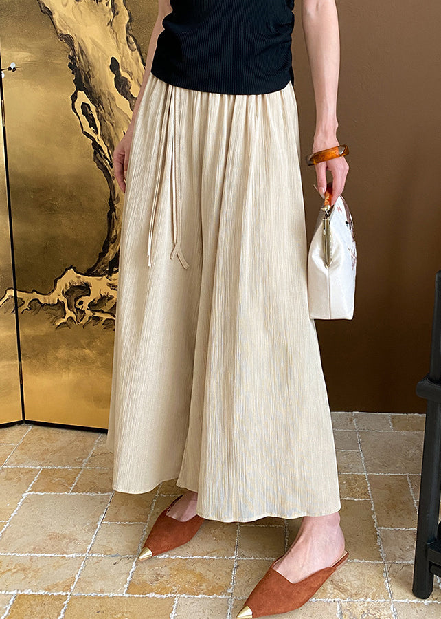Crop-Hose in Khaki mit Quasten und hoher Taille