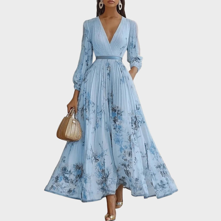 Mia | Damen Maxikleid elegant plissiert und chic
