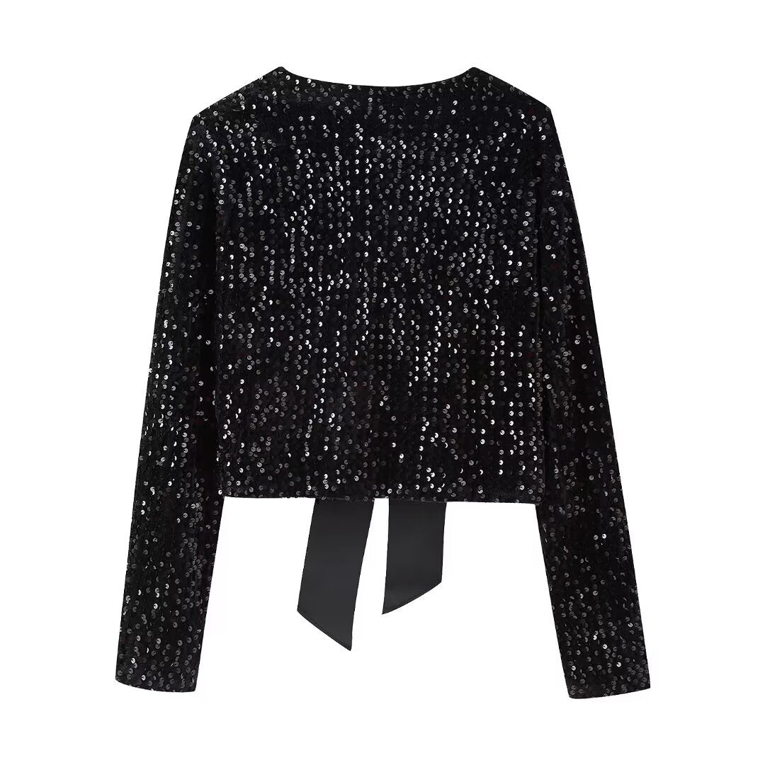 Anna | Cardigan mit Schleifen- und Pailletten-Details