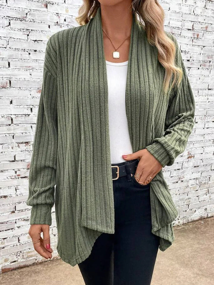 Johanna | Lässige Drapierte Cardigan aus Rippstoff