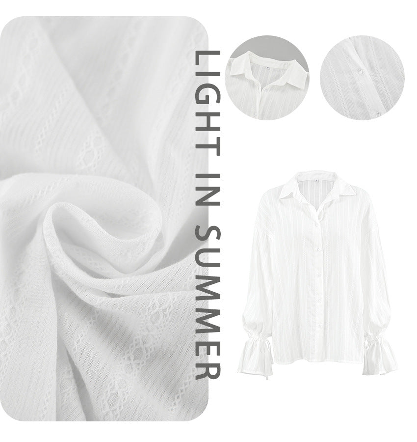Mirela | Gestreifte Bluse mit Bindemanschetten